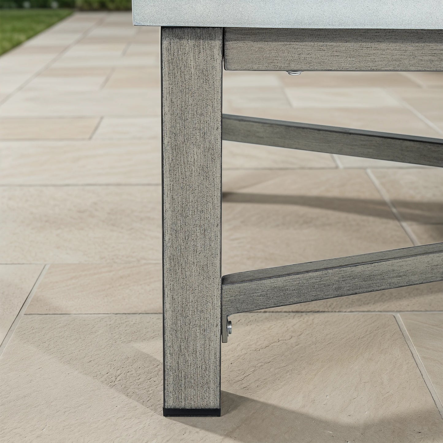 Marindo Rectangular Patio Coffee Table with Composite Concrete Top