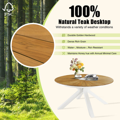 PEAKHOME FURNISHINGS Nuova 60'' Outdoor Dining Table With Round Teak Top