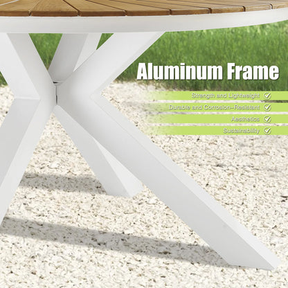 PEAKHOME Nuova Outdoor Dining Set With 60" Round Teak Table and Stackable Chairs