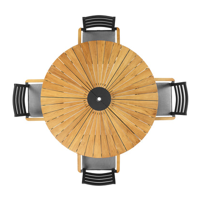 Nuova Outdoor Round Teak Dining Set
