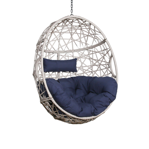 Peakhome Furnishings Outdoor/Indoor Wicker Hanging Basket Egg Chair with Cushion