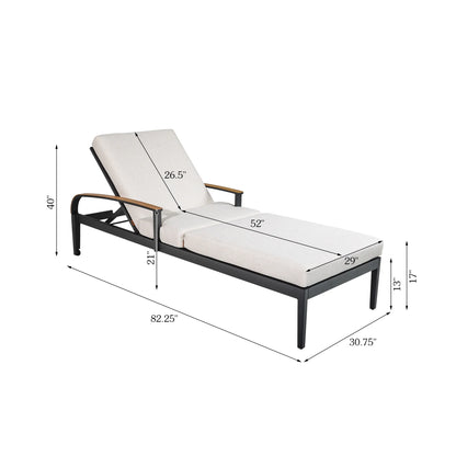 Measurement chart of a lounge chair with dimensions labeled