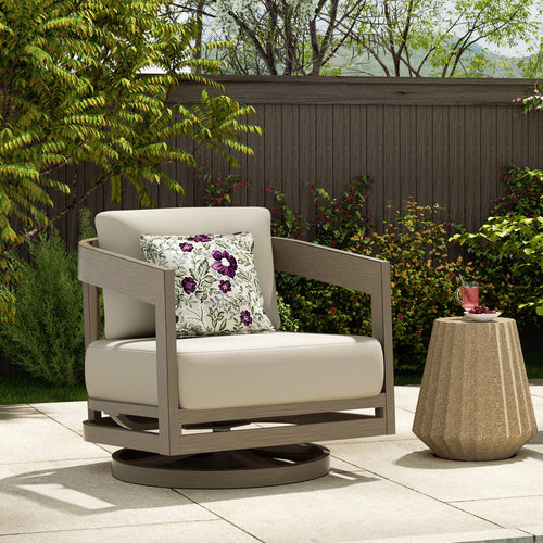 PEAKHOME Harmonti Patio 3-Piece Aluminum Swivel Conversation Set With Side Table