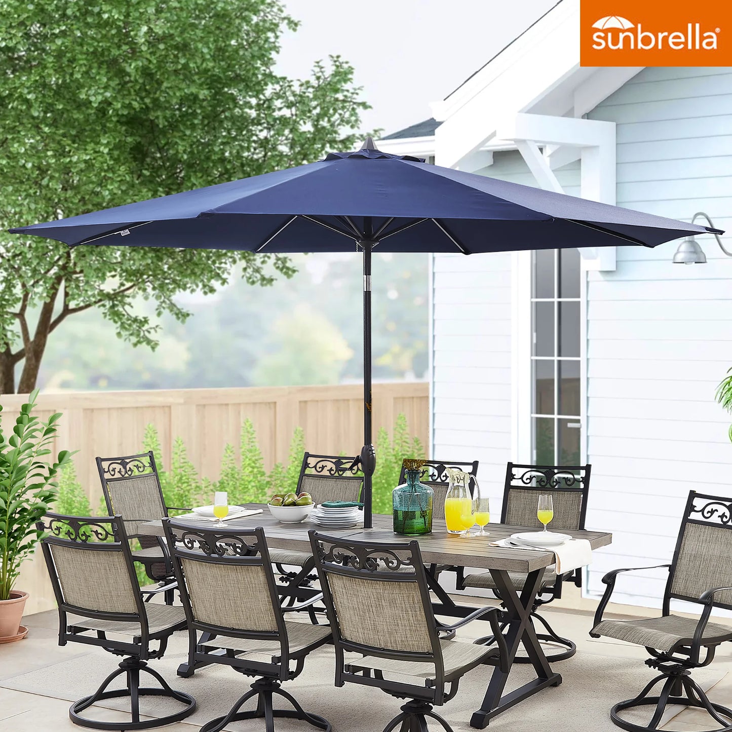 PEAKHOME 11ft Market Umbrella CanvasNavy