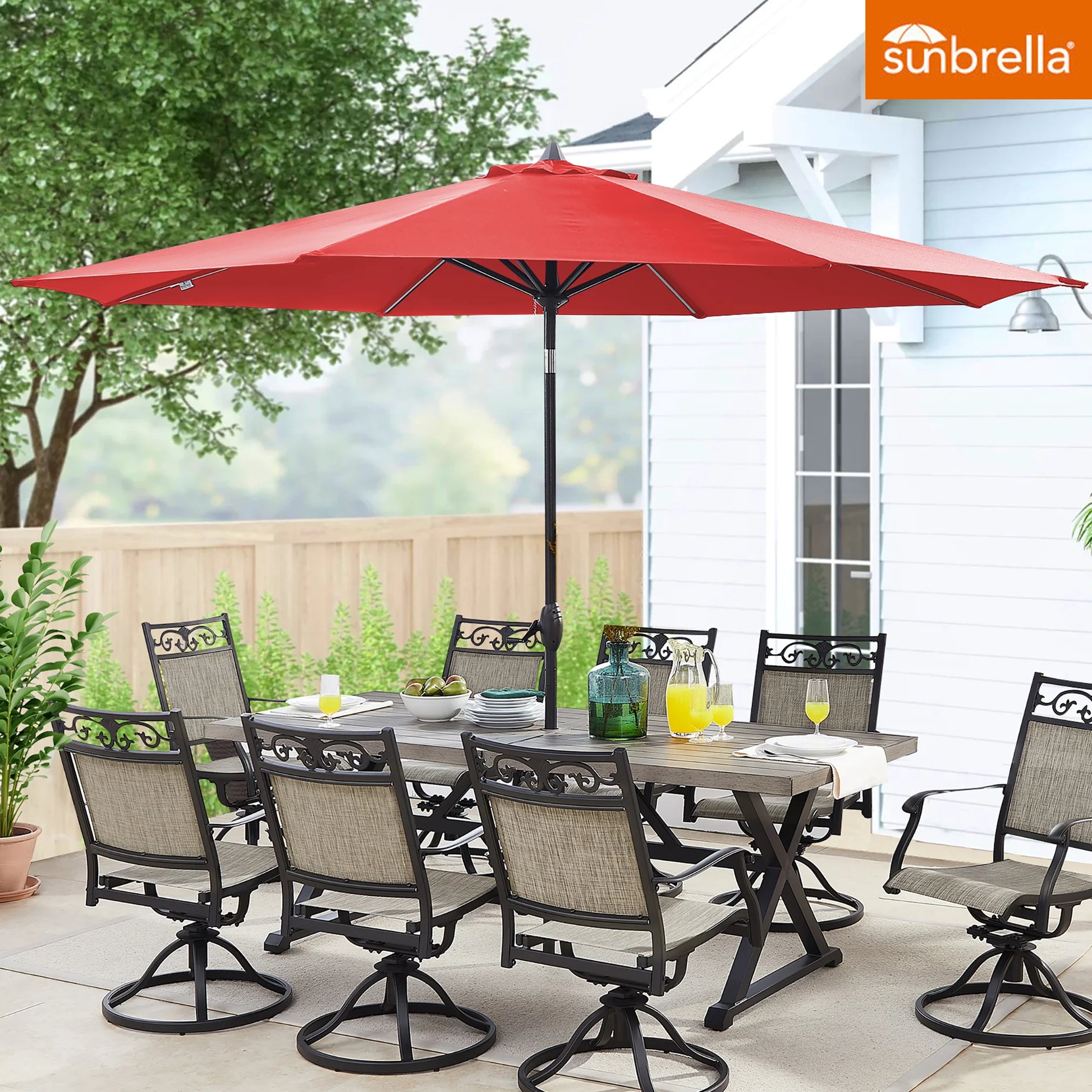 Patio TREE 11ft Patio Octagon Market Umbrella with Sunbrella Fabric (Jockey Red)