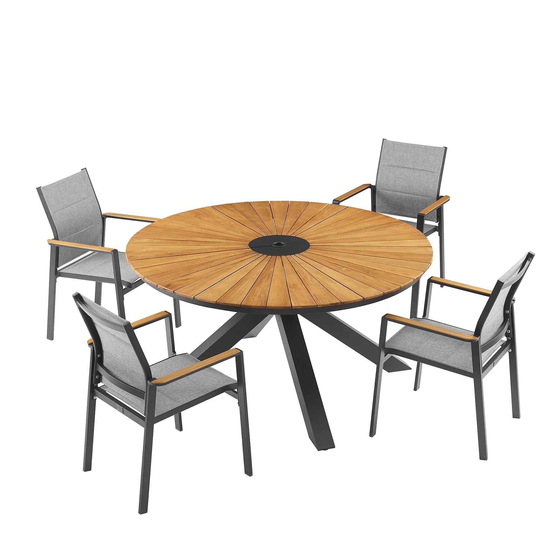 PEAKHOME 5 Pieces Patio Teak Round Dining Set