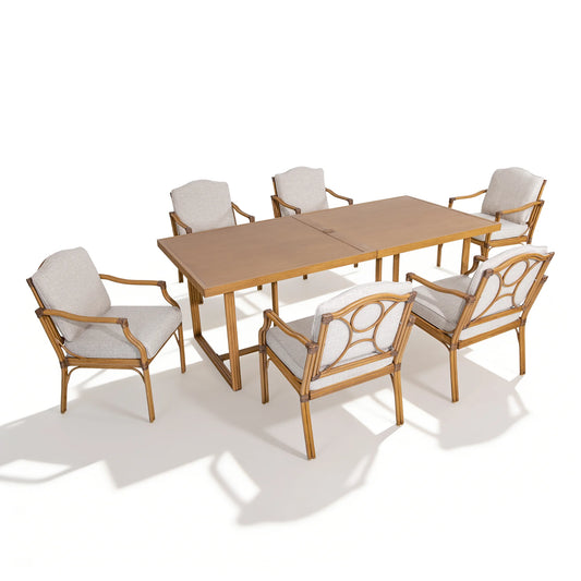 Outdoor furniture set with a wooden table and chairs 
