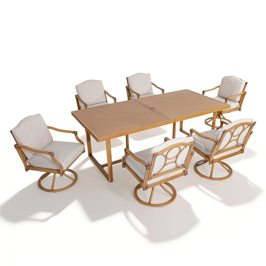 Arcadia 7 Piece Outdoor Dining Set With Swivel Chair