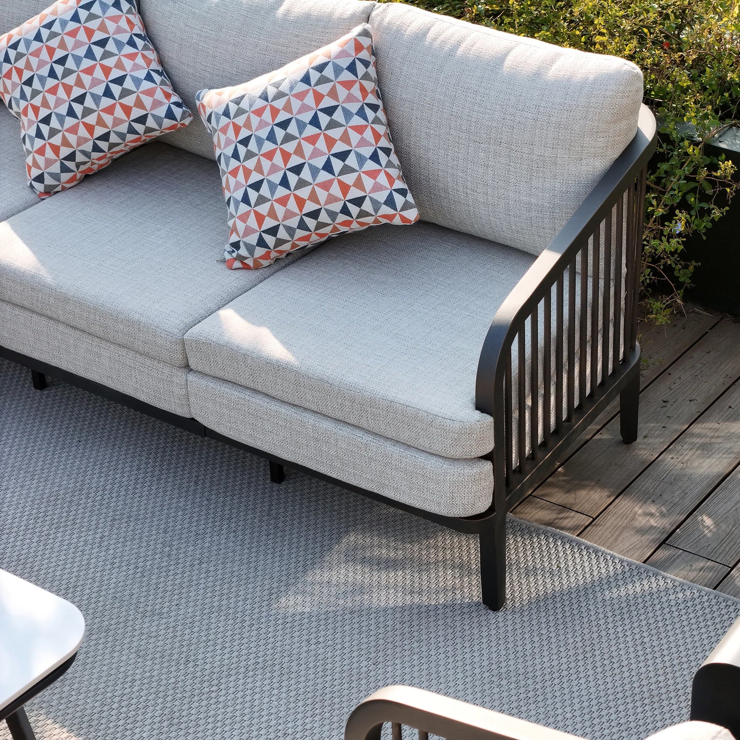 Asheville 5-Piece Aluminum Patio Swivel Seating Set With Sintered Stone Tables