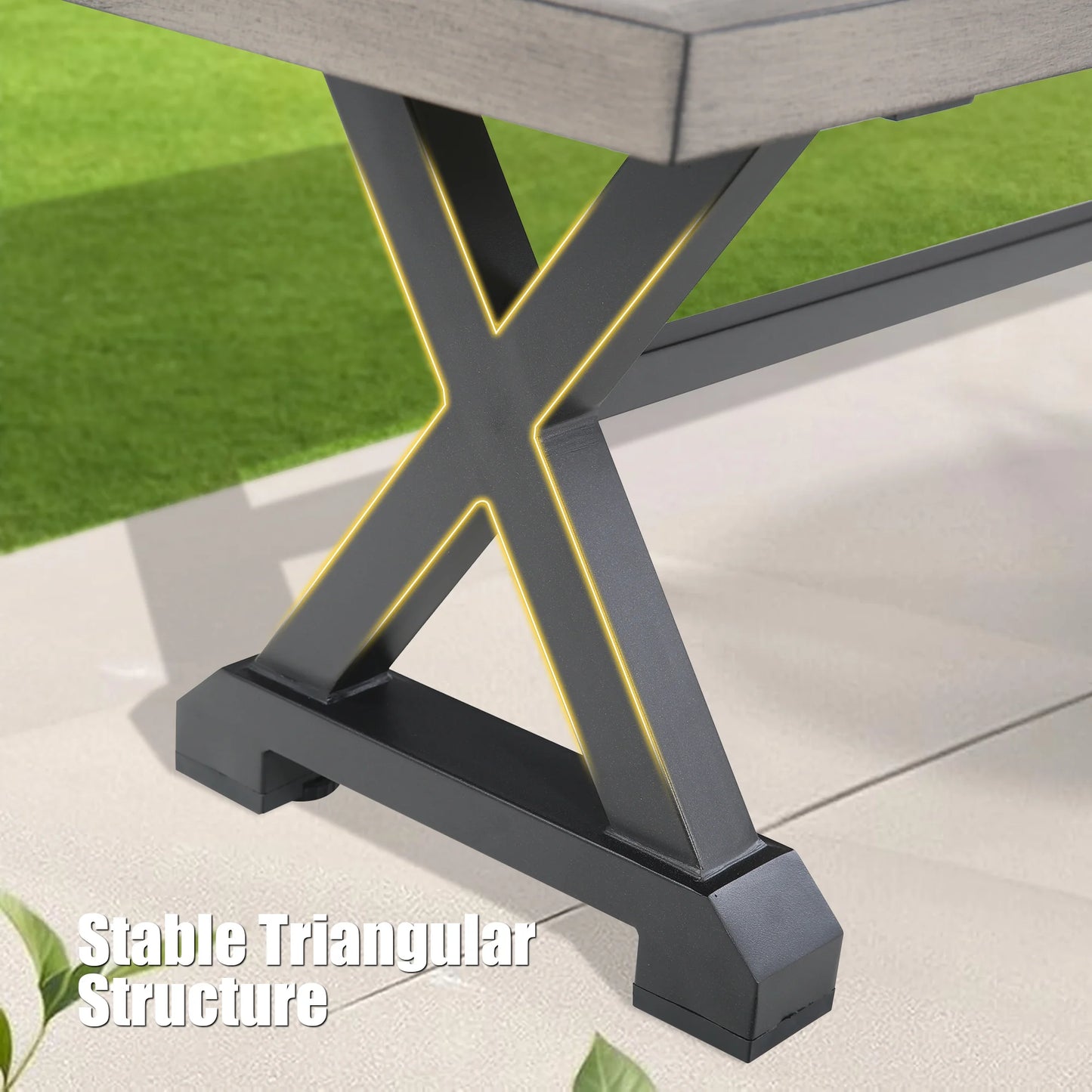 Allure Patio Dining Table and 4 Swivel Chairs and Bench