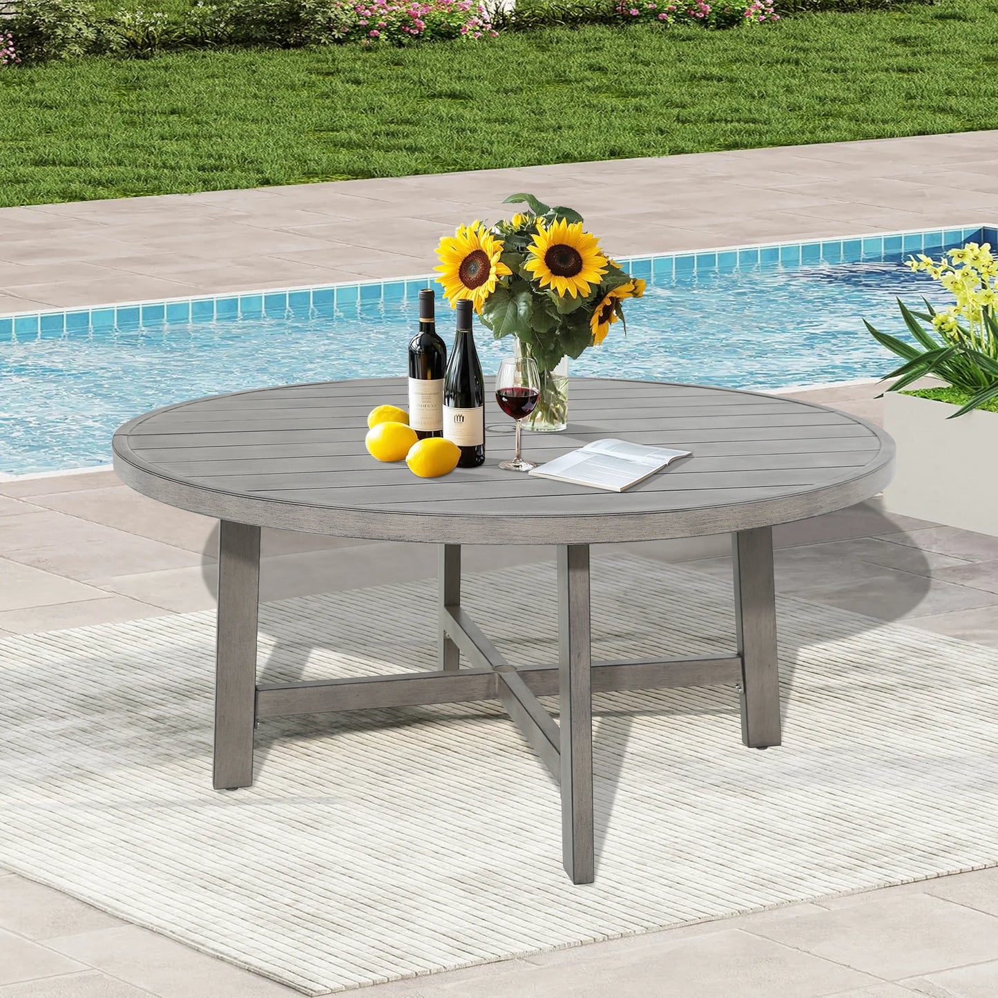 Azur Aluminum Patio Round Dining Table