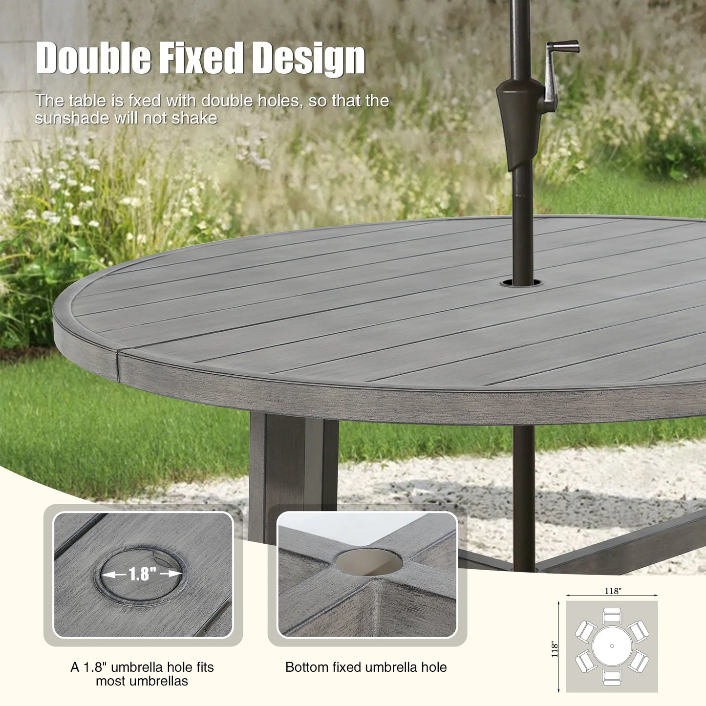 Azur Aluminum Patio Round Dining Table