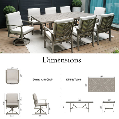 Amario 9 Pieces Rectangular Patio Dining Set