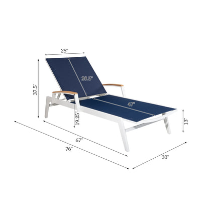 Canyon Set of 2 Aluminum Patio Chaise Lounge with USA-Made Phifertex® Textilene