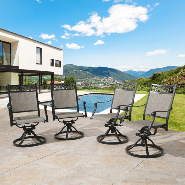 PEAKHOME Cast Aluminum Patio Swivel Dining Chairs