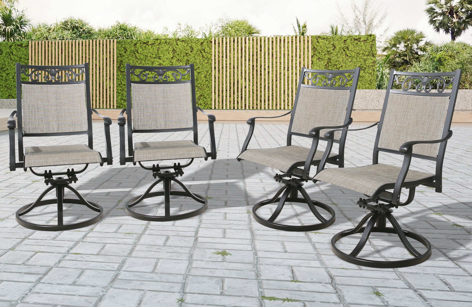 PEAKHOME Cast Aluminum Patio Swivel Dining Chairs