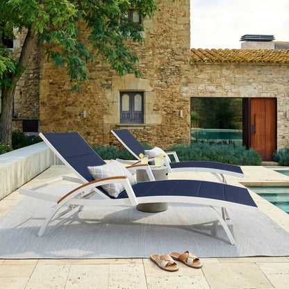 Chambray Patio Chaise Lounge Set of 2 With USA Phifertex® Textilene