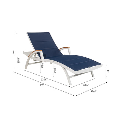 Chambray Patio Chaise Lounge Set of 2 With USA Phifertex® Textilene