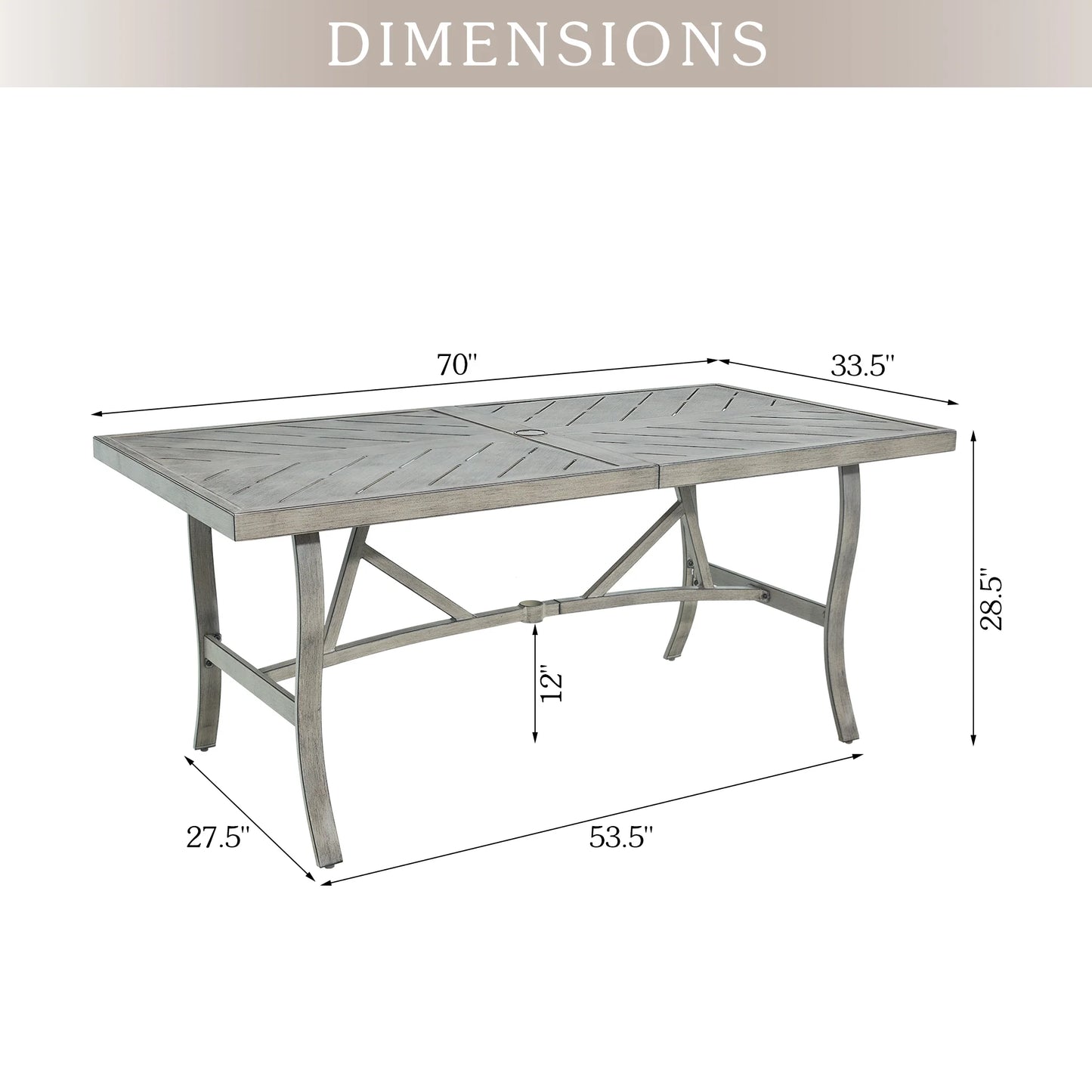 Ellis 70’’ Outdoor Rectangular Dining Table