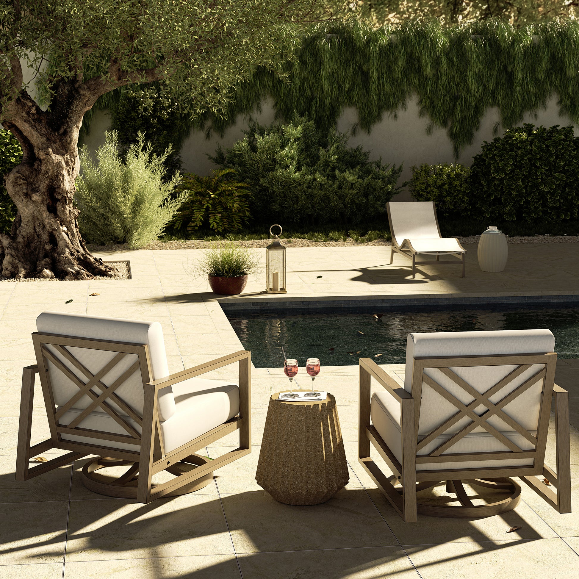 Patio Swivel Club Chairs