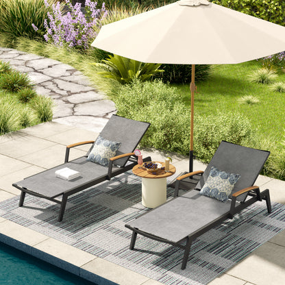 Peakhome Furnishings Canyon Patio Aluminum Chaise Lounge Chairs Set