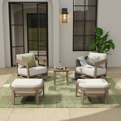 Harmonti 5 Pieces Aluminum Patio Aluminum Swivel Lounge Chairs With Ottomans