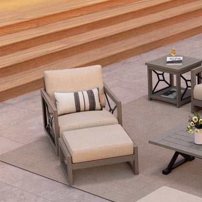 Marindo Aluminum Patio Conversation Set With 2 Swivel Chair and 2 Ottoman