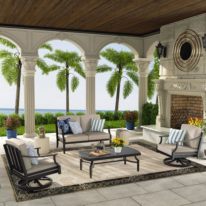 PEAKHOME Loveseat Set With Swivel Chair