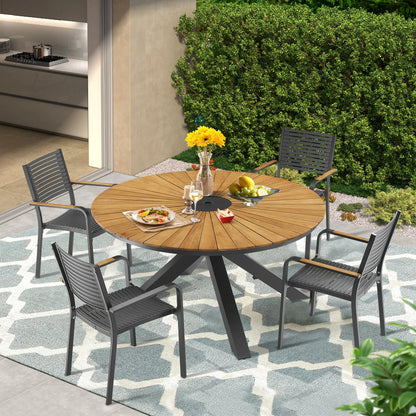PEAKHOME Nuova Outdoor Dining Set With Stackable Chair
