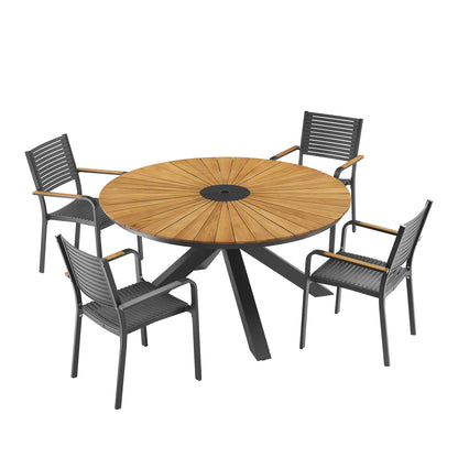 PEAKHOME Nuova Outdoor Dining Set With Stackable Chair