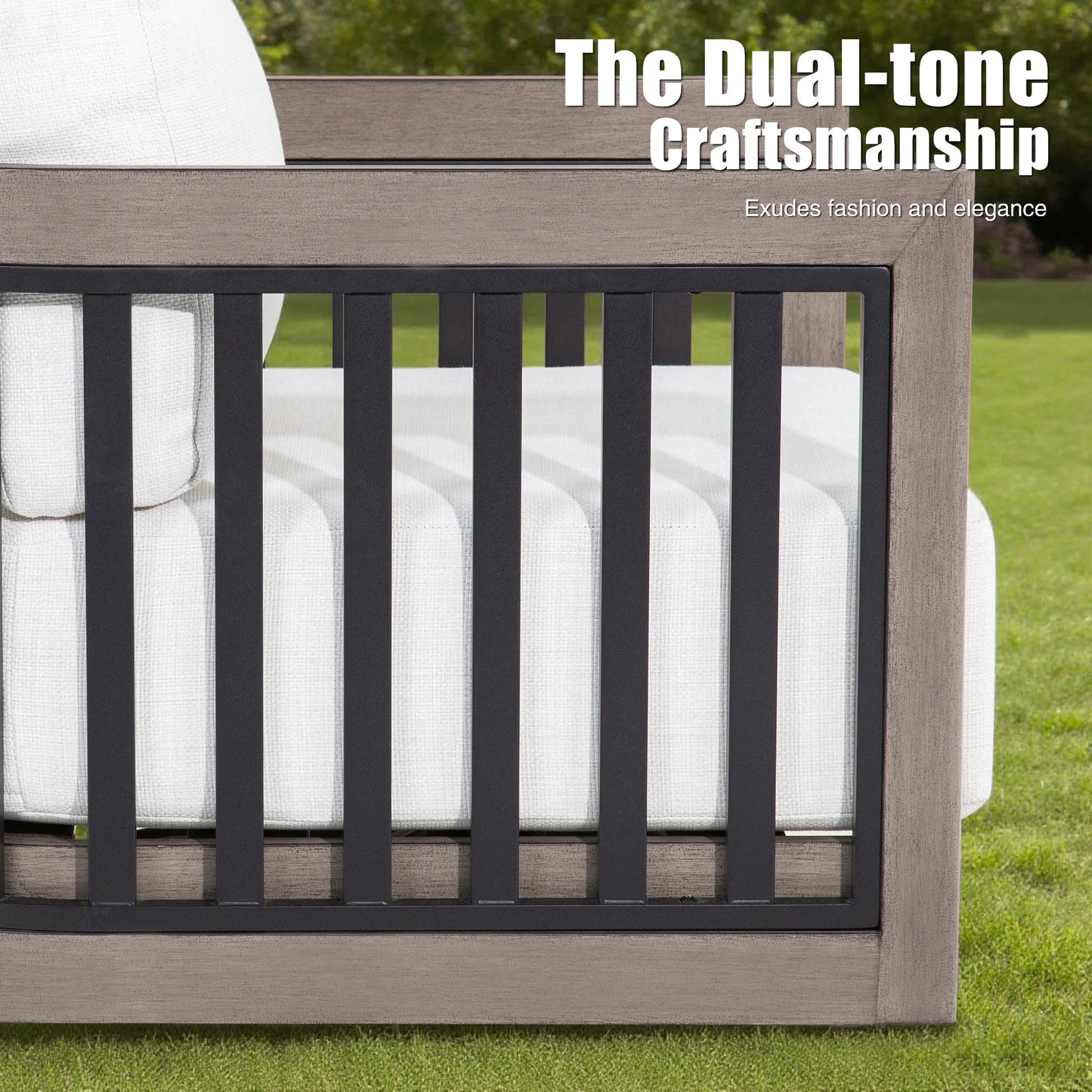 Sereno 4 Pieces Patio Sofa Set With Fixed Chairs and Round Coffee Table