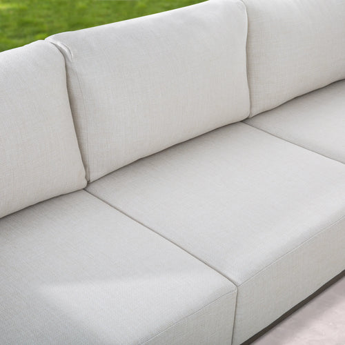 Sereno Outdoor Aluminum Sofa Set With Swivel Chairs and Round Coffee Table