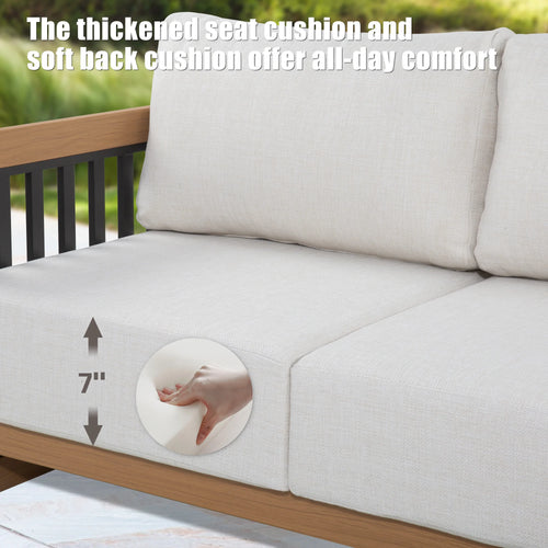 Sereno Outdoor Sofa and 2 Chairs with Round Coffee Table