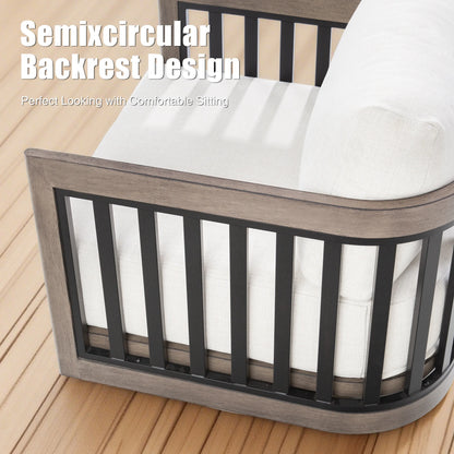 Sereno Outdoor Aluminum Sofa Set With Swivel Chairs and Round Coffee Table