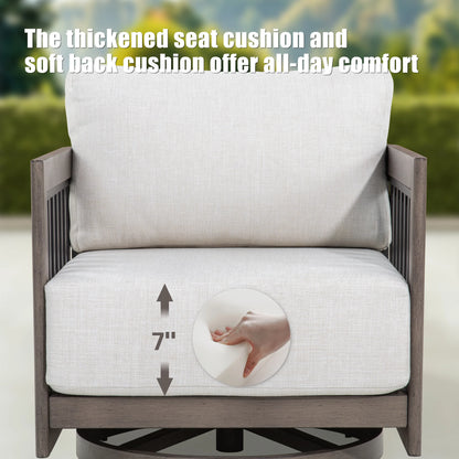 Sereno Outdoor Aluminum Sofa Set With Swivel Chairs and Round Coffee Table