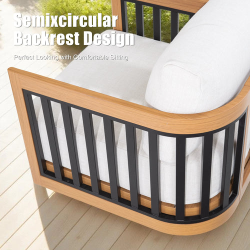 Sereno Outdoor Sofa and 2 Chairs with Round Coffee Table