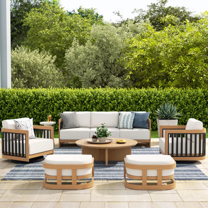 Sereno 6-Piece Patio Swivel Conversation Set with Ottomans