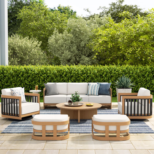 Sereno 6-Piece Patio Swivel Conversation Set with Ottomans