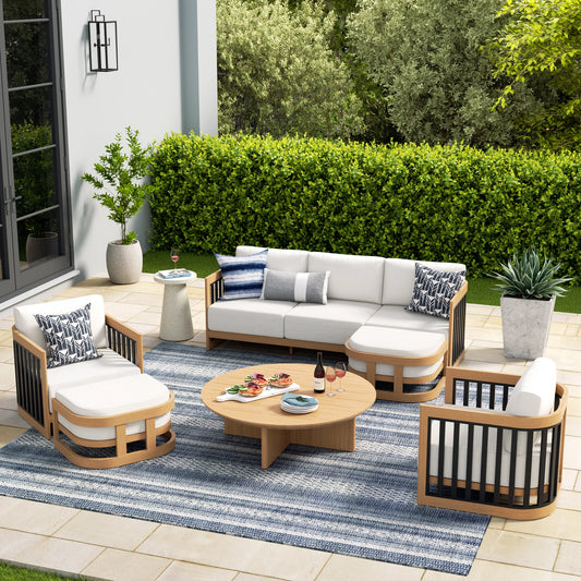 Sereno 6-Pieces Patio Club Lounge Chair Set with 2 Ottoman