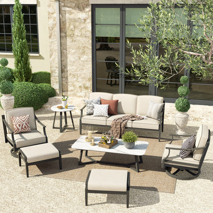 Tamarin 7-Pieces Conversation Sofa set with Sintered Stone Table