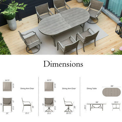 Tampa Oval Patio Dining Table and 6 Chairs