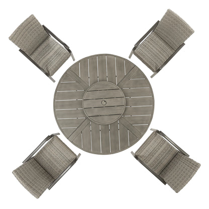 Pavane 5-Piece Outdoor Dining Set With Wicker ArmChair