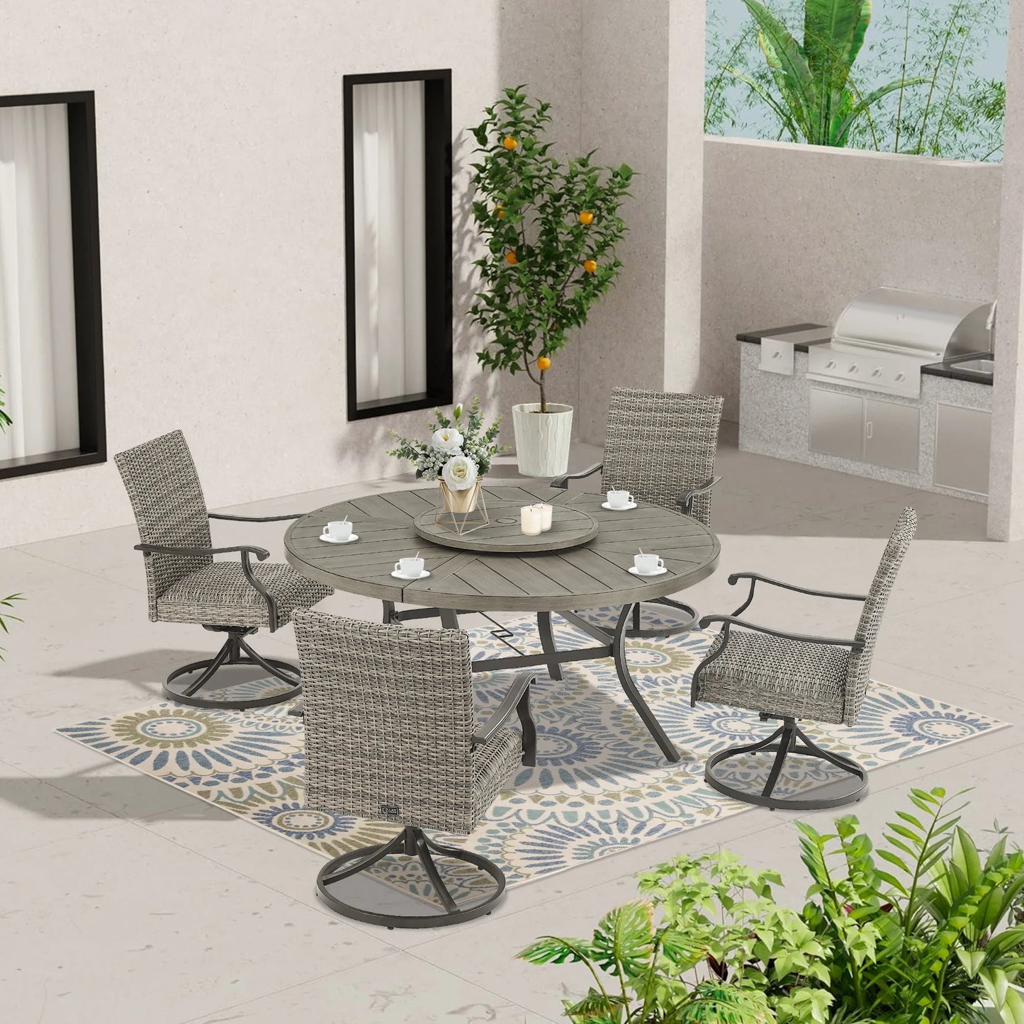 Pavane 5-Piece Patio Round Table Dining Set