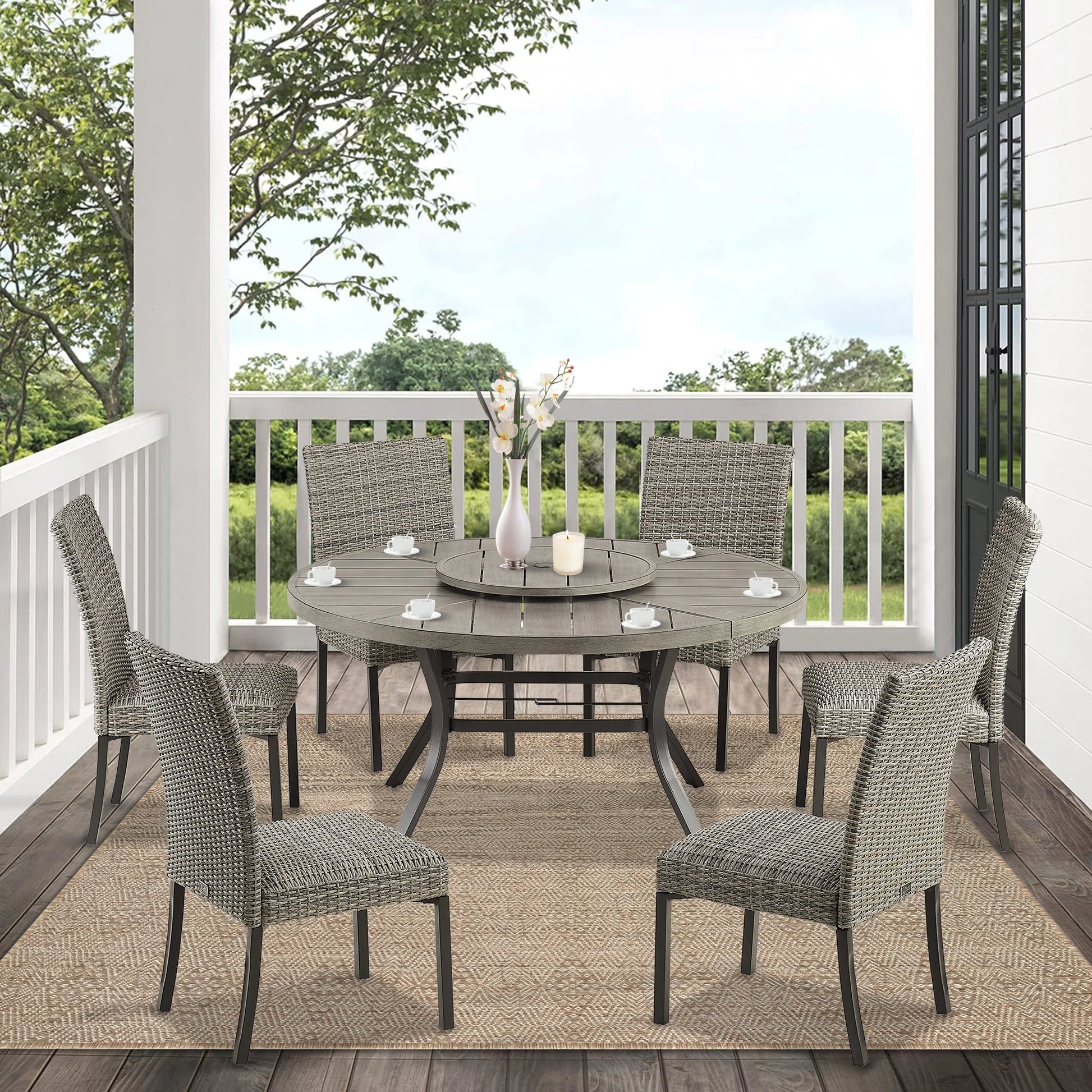 Pavane 7-Piece Patio Dining Set With Armless Chair