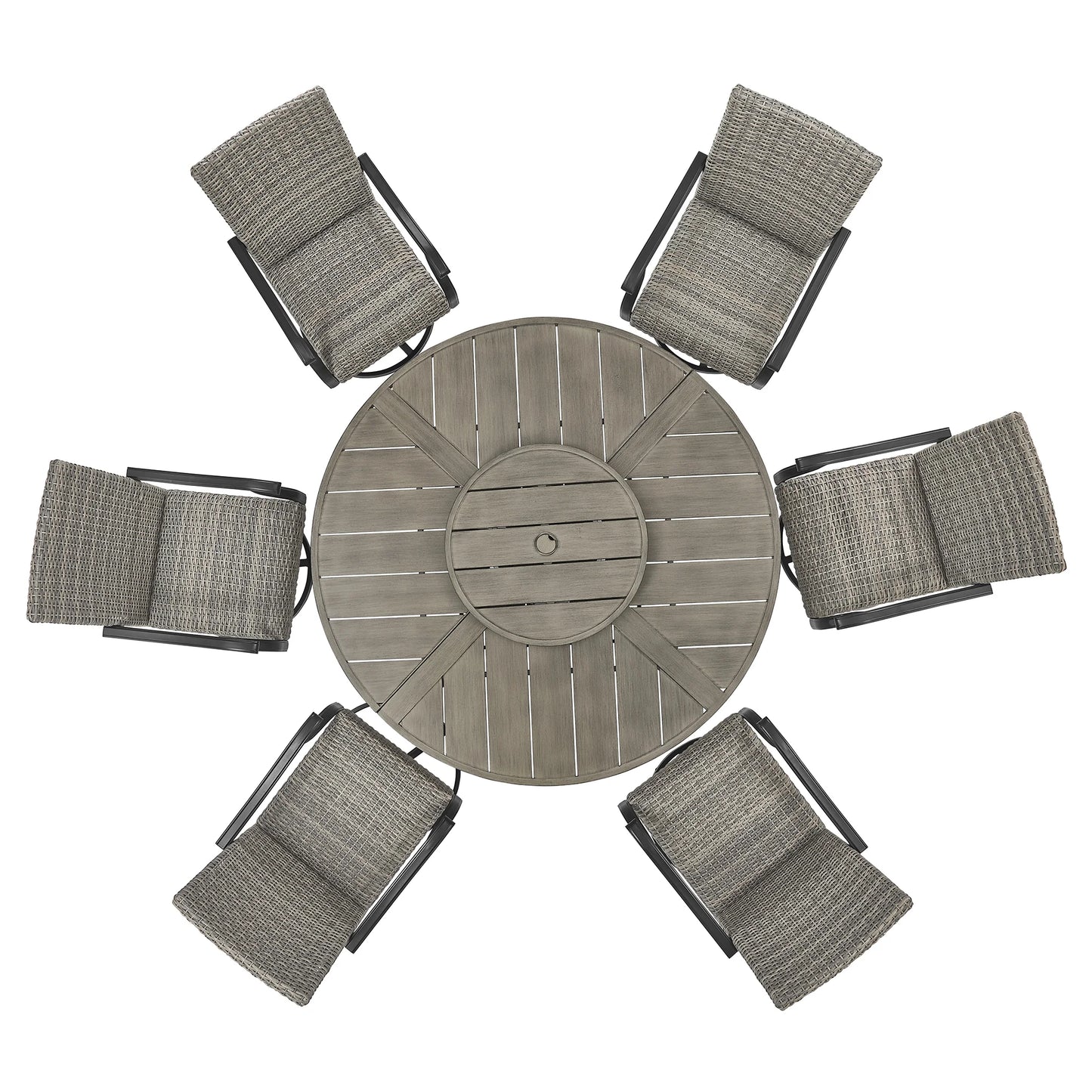 Pavane 7-Piece Patio Round Table Dining Set With Swivel Chair