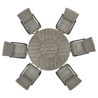 Pavane 7-Piece Patio Round Table Dining Set With Swivel Chair
