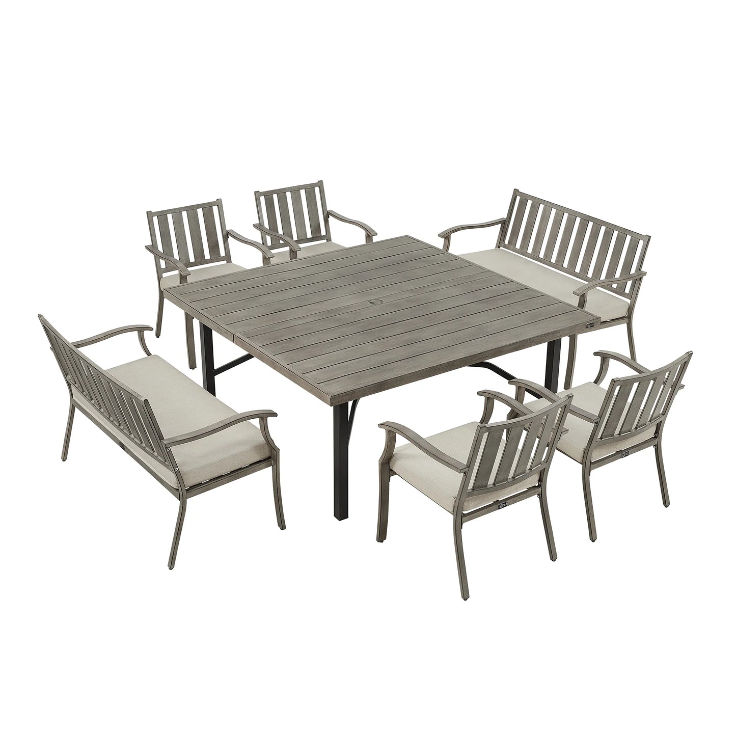 PeakHome Azur 7-Piece Patio Square Dining Set