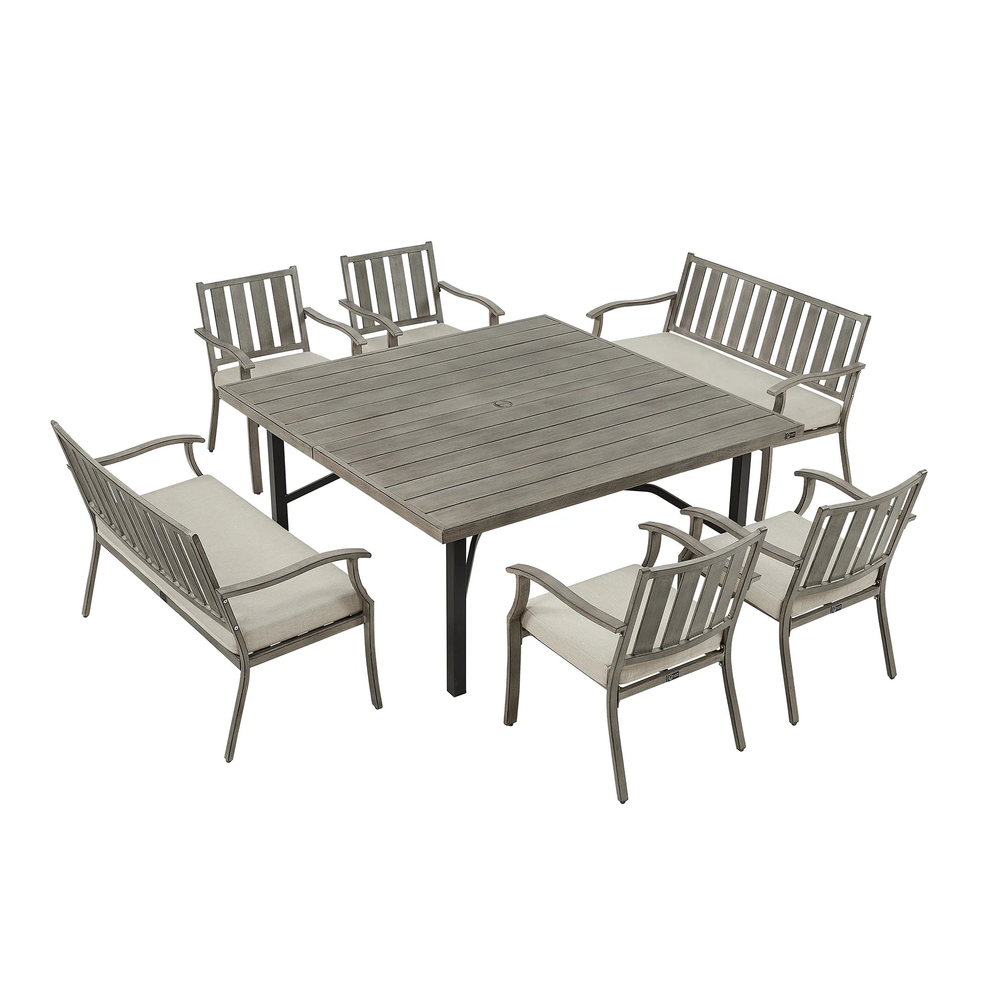 PeakHome Azur 7-Piece Patio Square Dining Set