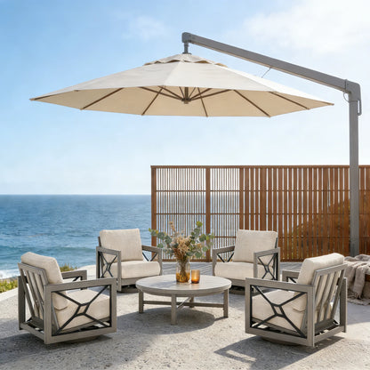 Marindo Patio 4 Swivel lounge chairs and Round Coffe table