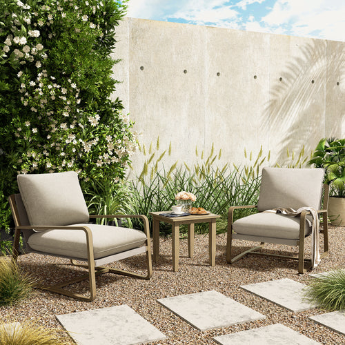 PEAKHOME Lusso Patio Conversation Club Set With Side Table